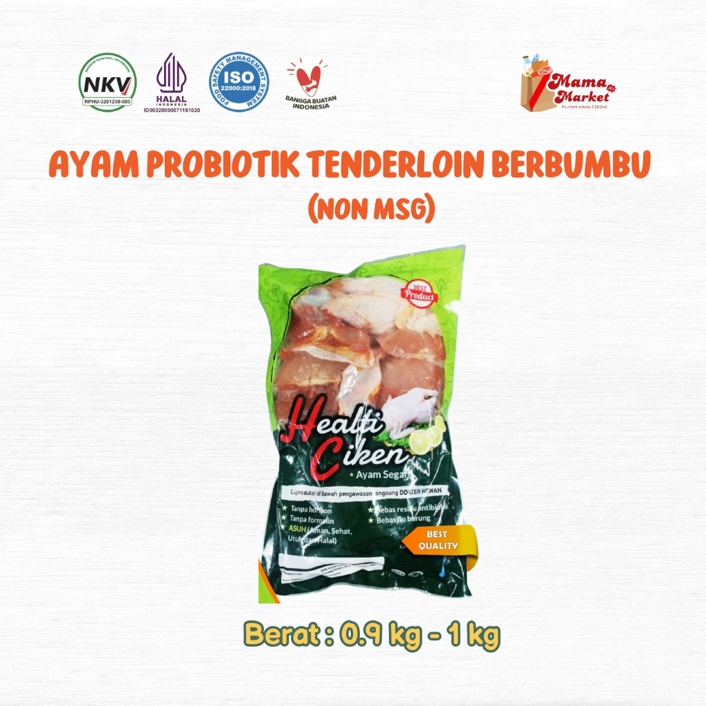 

Daging Tenderloin Ayam Probiotik Berbumbu Tanpa MSG Healti Ciken | Mama Market Jakarta