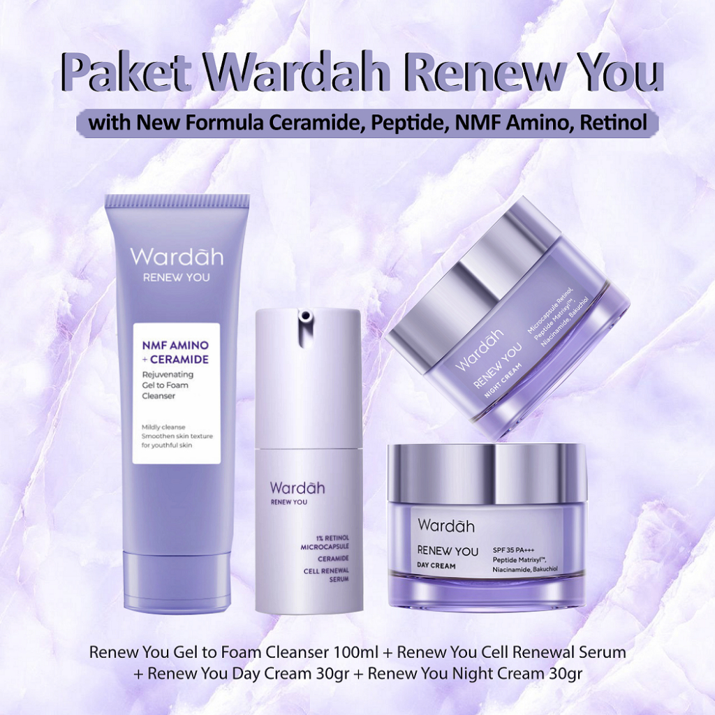 Paket Wardah Renew You Skincare Anti Aging 4 pcs / Skincare Wardah Renew You
