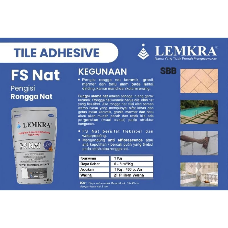 LEMKRA FS NAT / SEMEN NAT WARNA LEMKRA / SEMEN PENGISI RONGGA KERAMIK BATU ALAM GRANIT WARNA / SEMEN