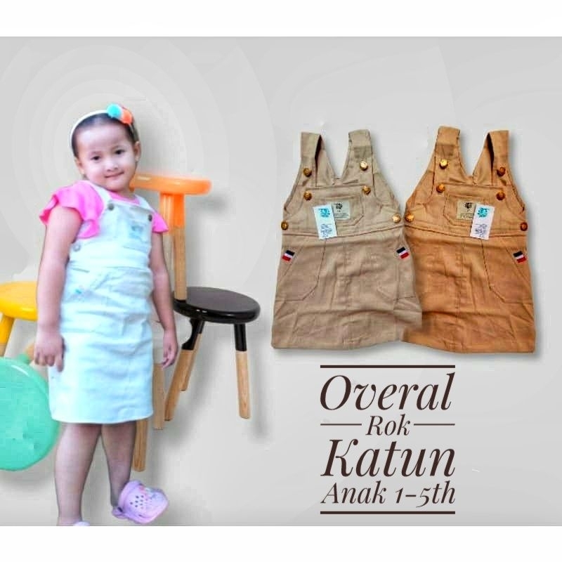 Overall Rok Anak Perempuan Katun Usia 1-5th/Overall Rok Anak Katun