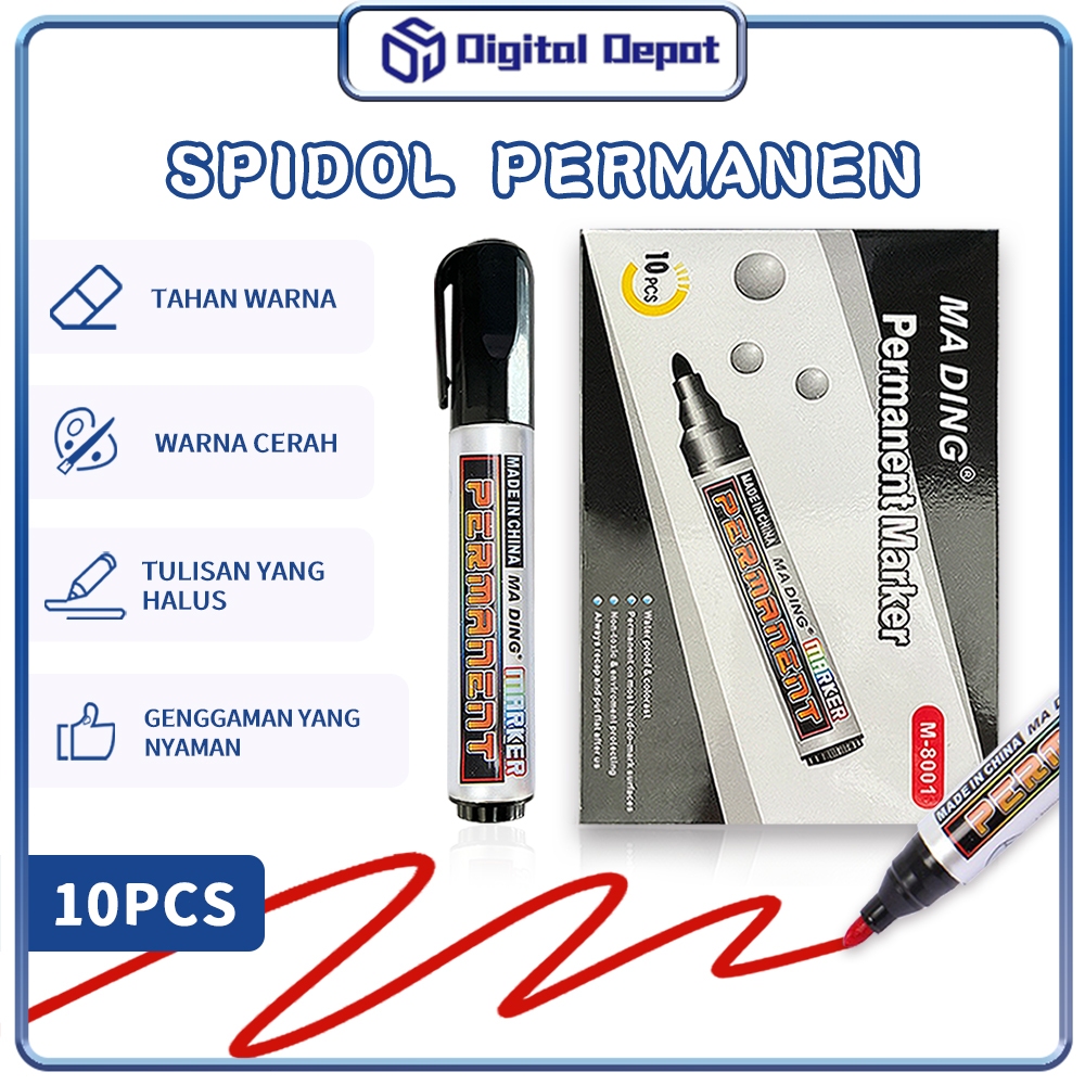 

Digital Depot Mall Spidol Ultra-Waterproof & Long-Lastin Non-Fading Marker Quick Dry Ink in Black & Red drawing Refillable Whiteboard