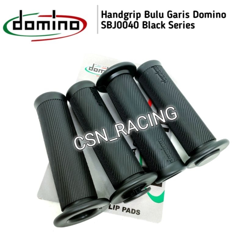 Grip hitam garis timbul handgrip hg66 bulu domino racing 0040 sepasang universal motor