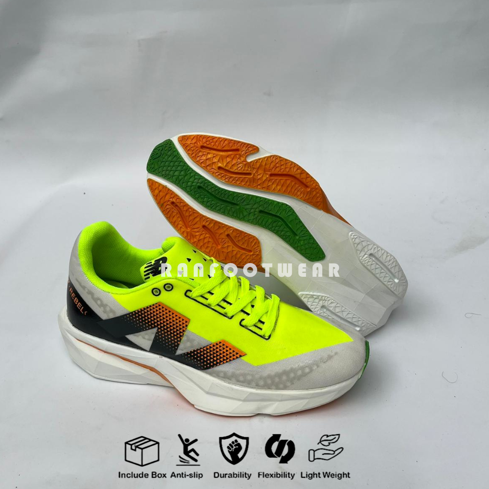 Bergaransi Sepatu Running Pria Wanita Nb Rebel Putih Hitam Sol Tpu Premium Fleksibel Dan Anti Selip