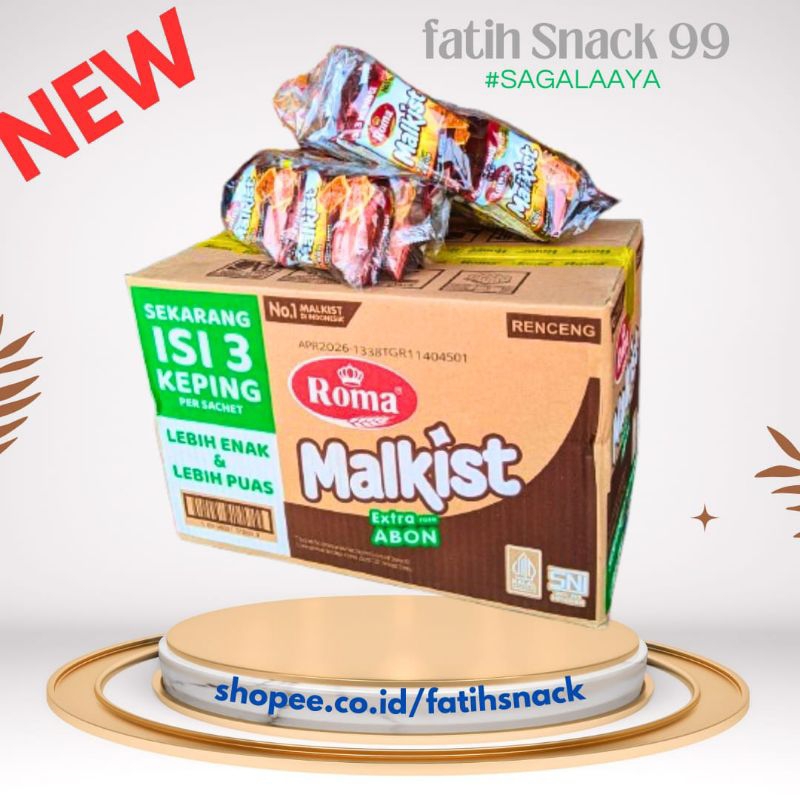 

ROMA MALKIS ABON SACHET ISI 12 PAK X 10 SCH ABON COKLAT CRACKERS KEJU MANIS TABUR KELAPA KOPYOR