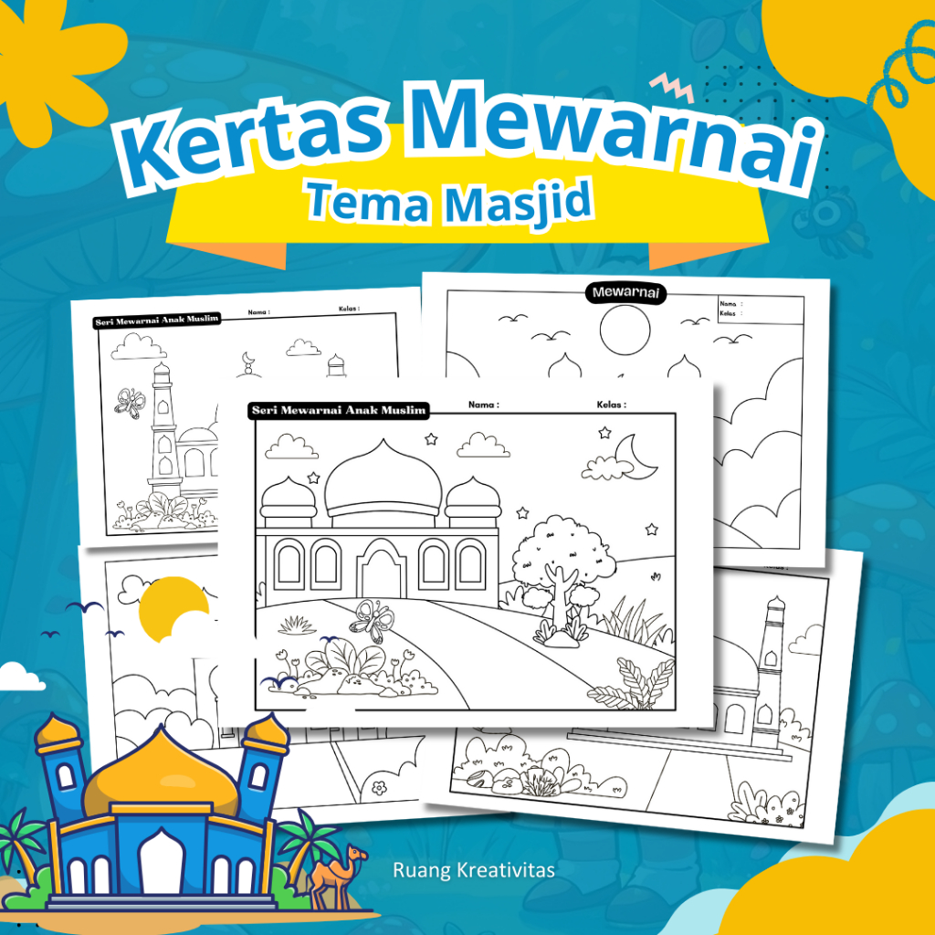 

KERTAS MEWARNAI ANAK TEMA Masjid / KERTAS GAMBAR MEWARNAI UNTUK ANAK PAUD TK SD - A4 TEBAL