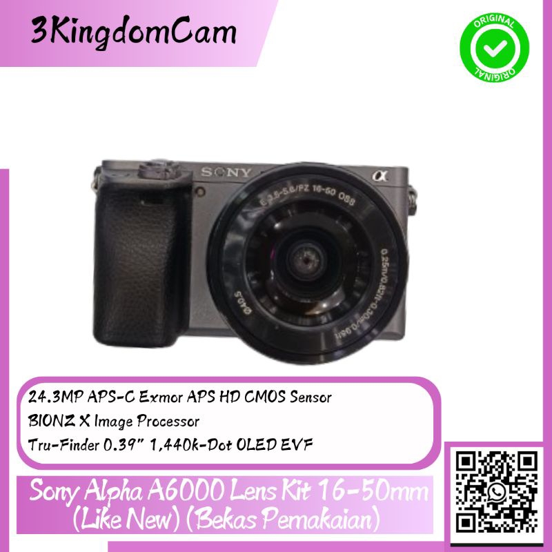 Sony Alpha A6000 Lens Kit 16-50mm (Like New) (Bekas Pemakaian)