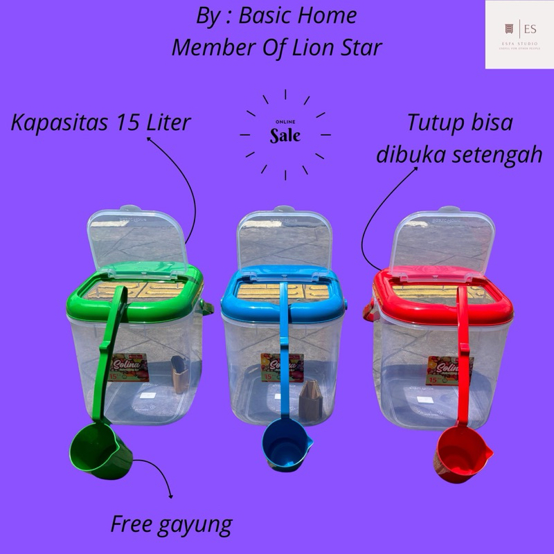 Basic home - Toples Es Buah 15 Liter  + Gayung Lion Star / Aquarium Es Buah / Basic Home / Solina / 