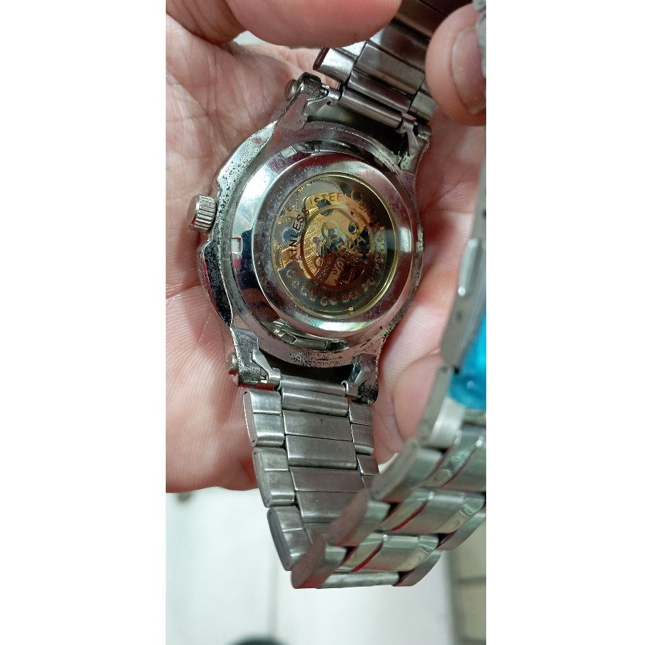 jam tangan pria vintage kondisi normal transparan mesin siap pakai automatic g