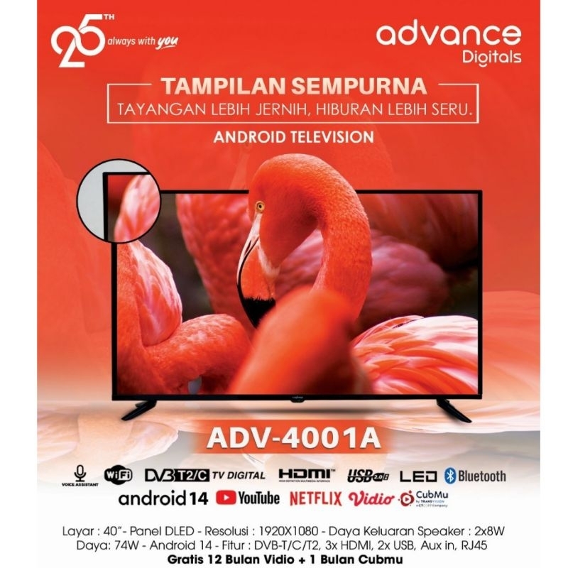 ADVANCE LED TV SMART ANDROID 40 INCH ADV-4001A