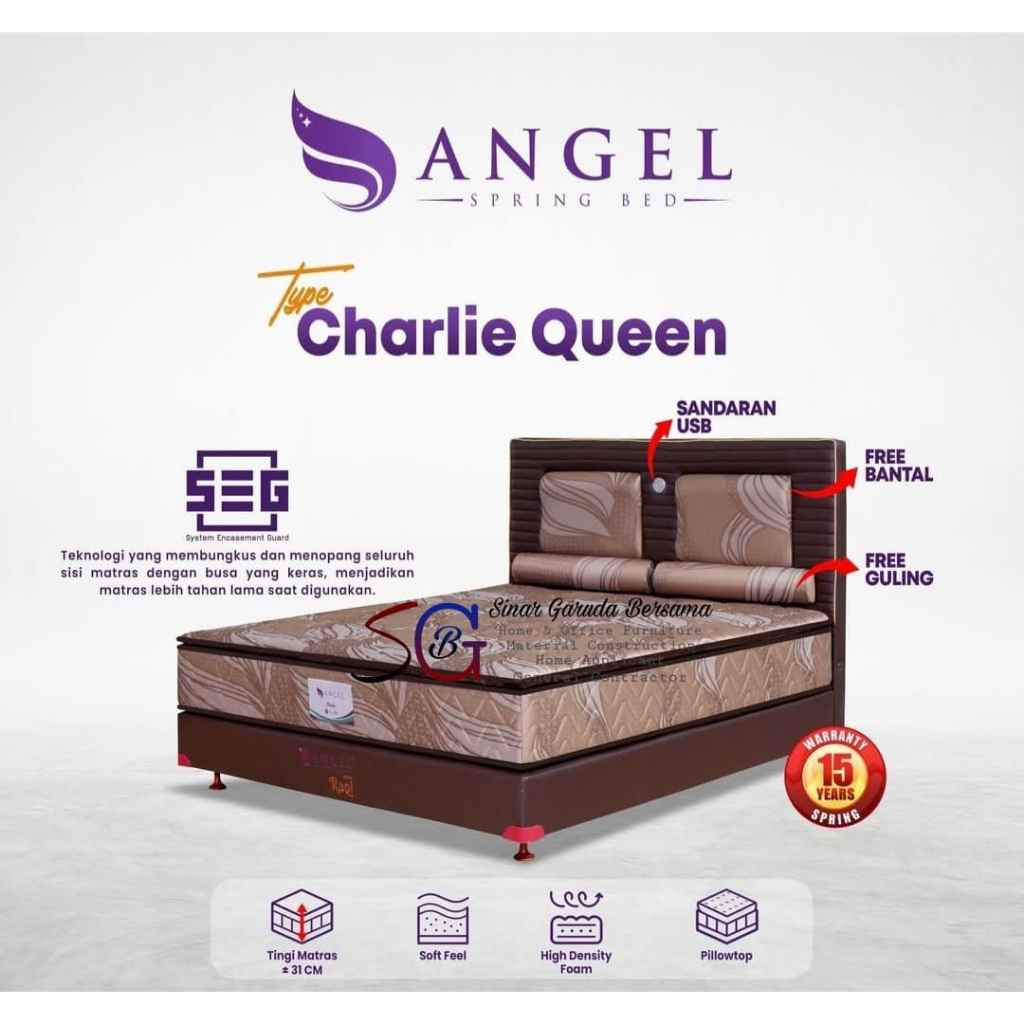 MATRAS SPRING BED ANGEL CHARLIE QUEEN / KASUR TIDUR MERK ANGEL TERBARU