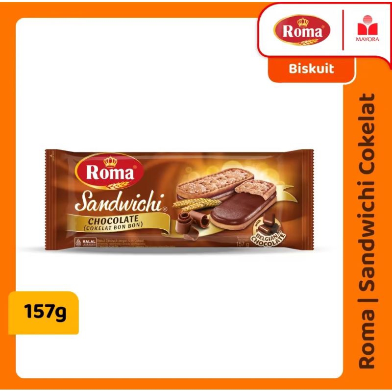 

Roma Kelapa Sandwich Cokelat & Peanut Butter 157g | Biskuit Isi Krim Lezat | Cemilan Renyah & Bergizi