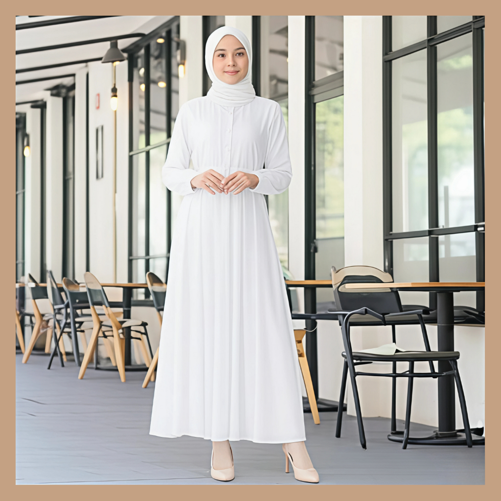 GAMIS POLOS WANITA WARNA PUTIH KEKINIAN BAHAN ADEM TERBARU BY JURAGAN BAJU MUSLIM