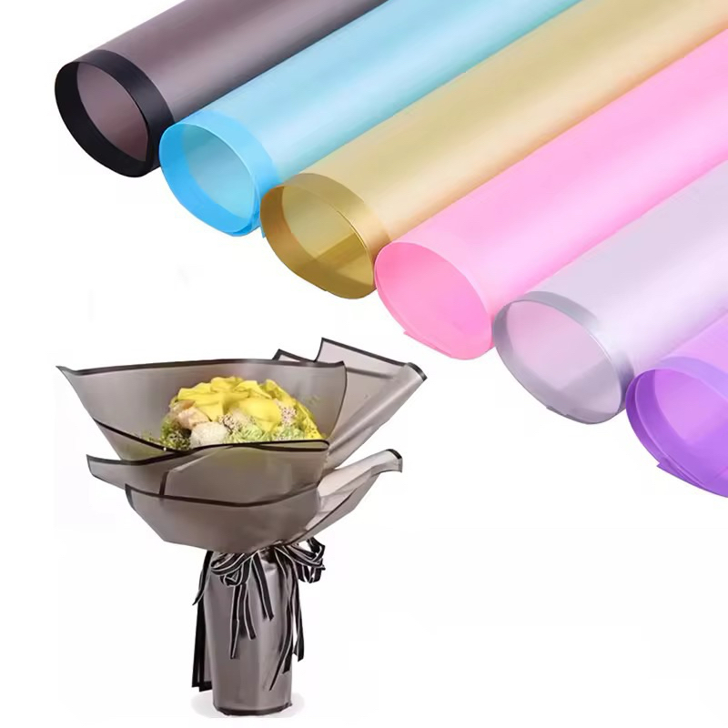 

20 Lembar Flower Wrapping Film Matte Kertas Buket Bunga Transparan Cellophane Mate List Gold