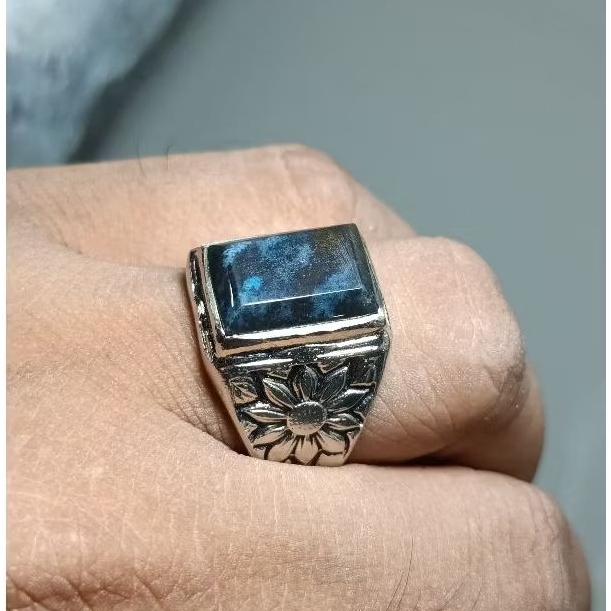 batu akik Bacan Doko kembang totol coklat encer size 8