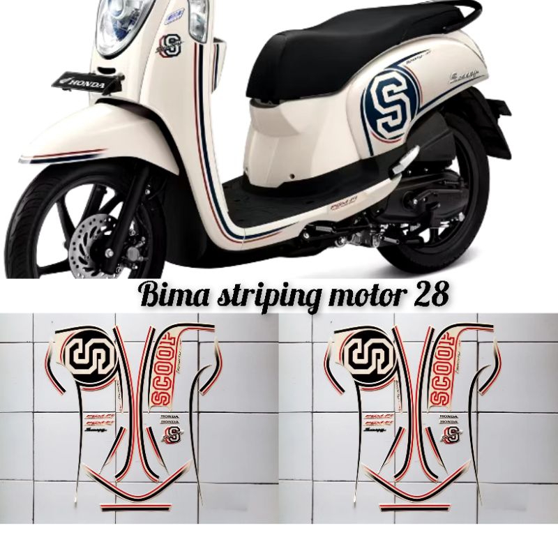 Stiker striping lis les body motor full set honda scoopy sporty 2014