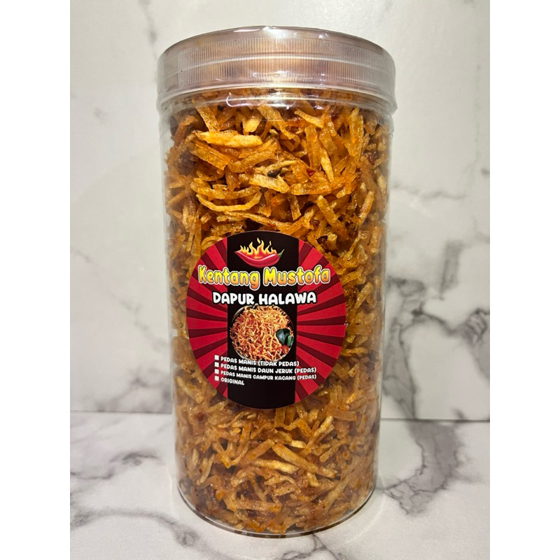 

Kentang mustofa pedas manis daun jeruk(pedas)400gr Dapur Halawa