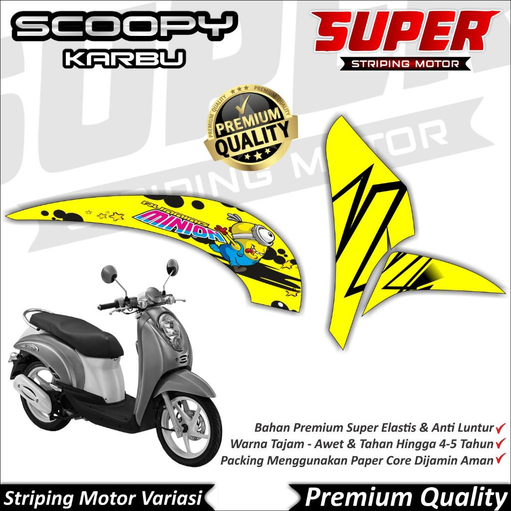 Stiker Scoopy Karbu Anti Luntur keren Striping Scoopy Karbu Striping Honda Scoopy Karbu Minnion