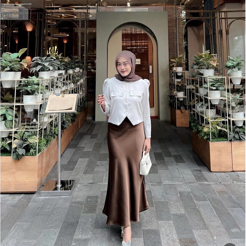 Rok Satin Silk Premium / Premium Satin Silk Skirt / Rok Wanita / korean Skirt