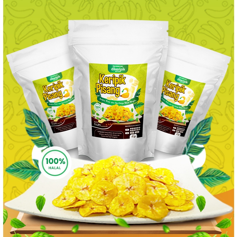 

Keripik Pisang Rasa Sapi Panggang - Bentuk Irisan Bulat - 75 Gram Snacks Kripik Pisang