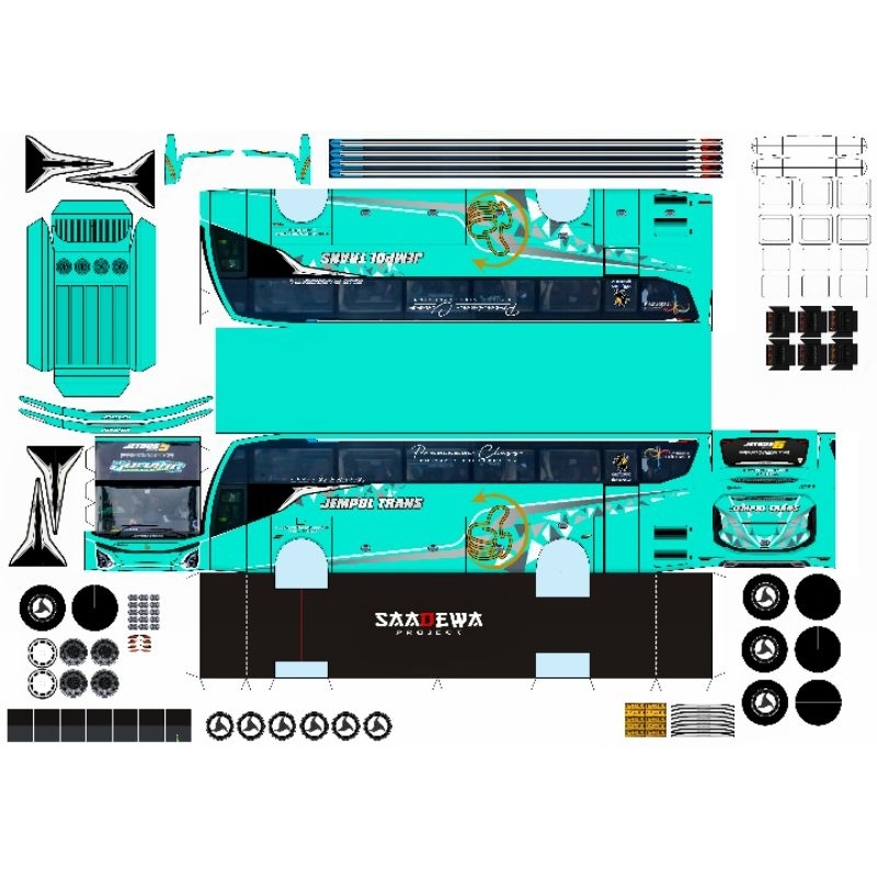 POLA STIKER MINIATUR BUS JEMPOL TRANS KOMANG