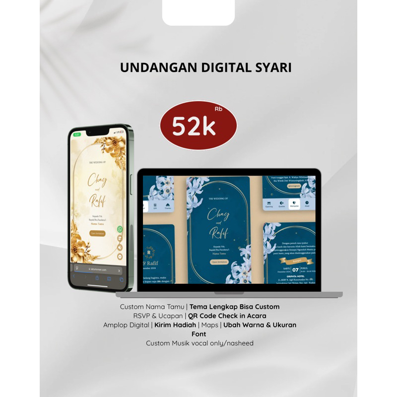 UNDANGAN WEB DIGITAL FISASHOP SYARI BANYAK FITUR PREMIUM HARGA TERJANGKAU