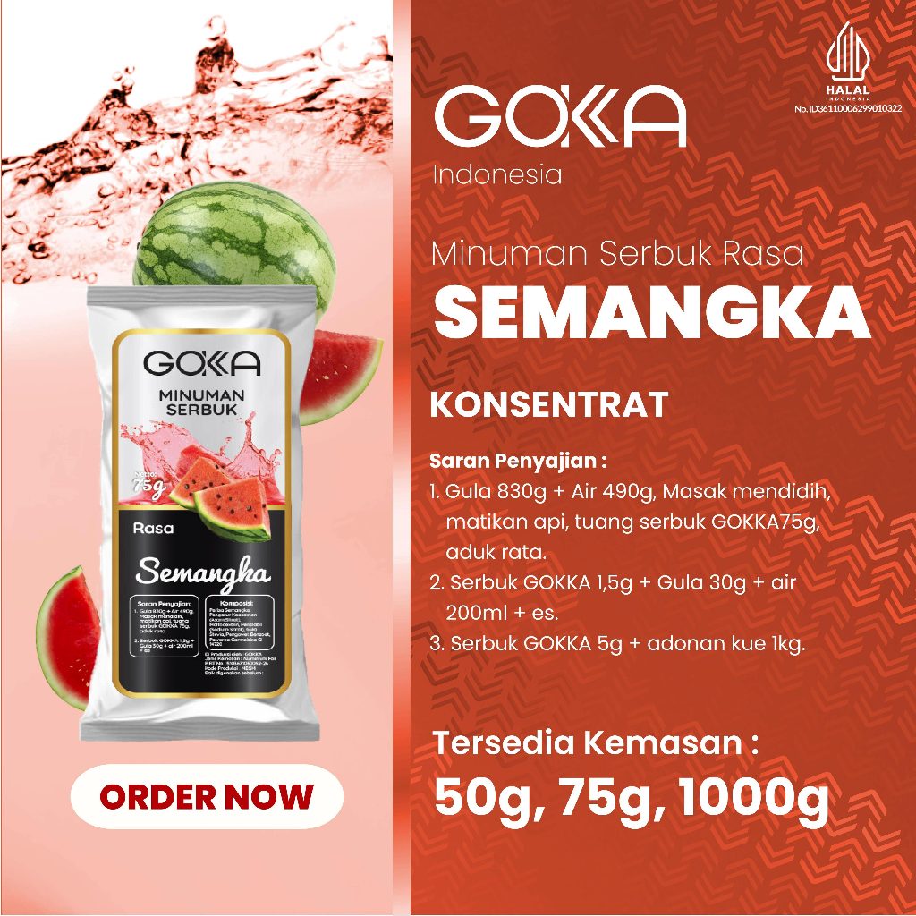 

Minuman Bubuk Gokka / Powder Drink Gokka Rasa Semangka Kemasan 50gr
