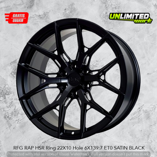 velg mobil forged black r22 lubang 6X139 mobil pajero hilux dc strada triton ring 22