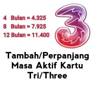 Masa Aktif Kartu 3 ( Tree) 4 bulan
