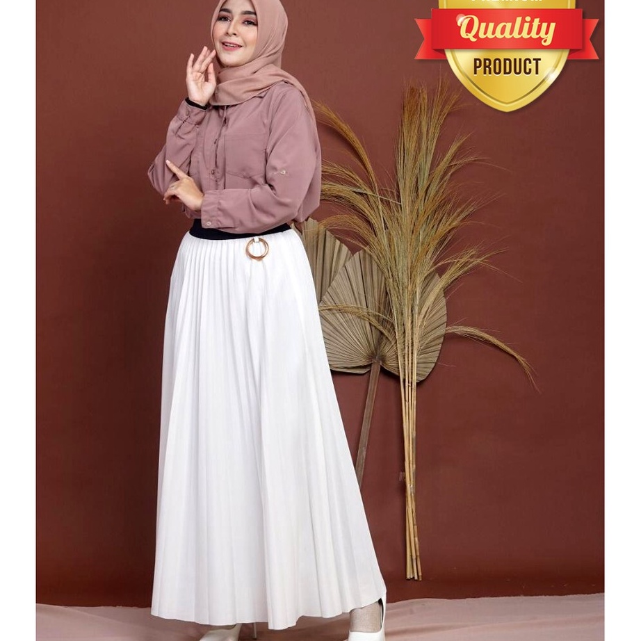 New Rok Plisket Umbrella Ring Velvet Premium Import  Putih Tulang