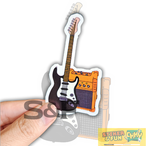 

Stiker Sticker Pack Vinyl Laminasi STRATOCASTER GUITAR PLUS MINI AMPLI