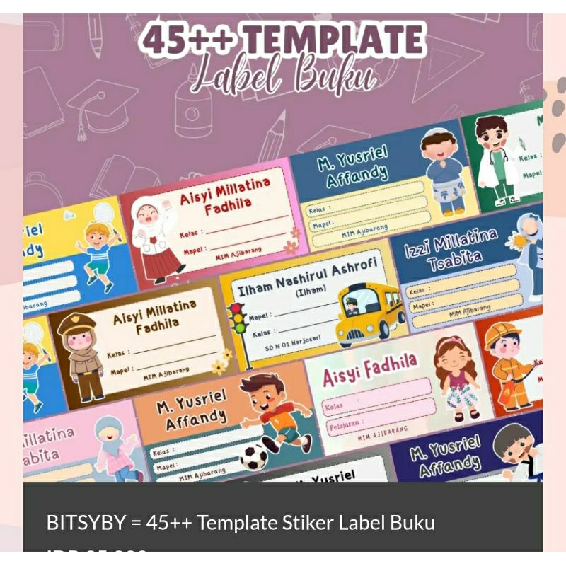 

Template tabel stiker buku