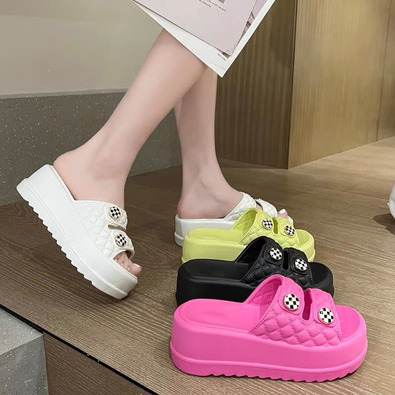 sendal wanita jelly slop wedges Korean style premium 7cm