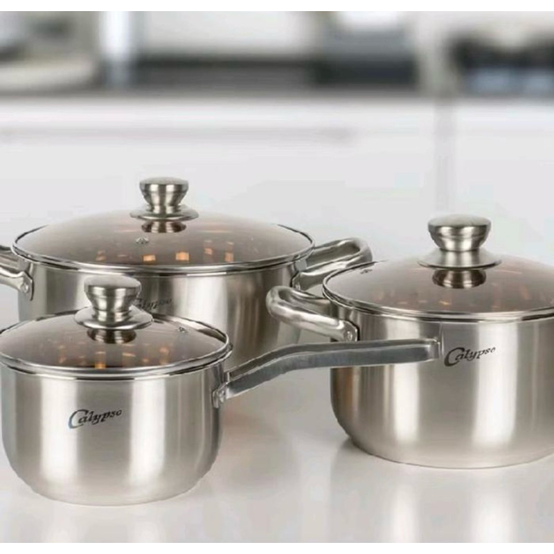 Panci Set 3pcs Calypso Cookware Stainless Tebal