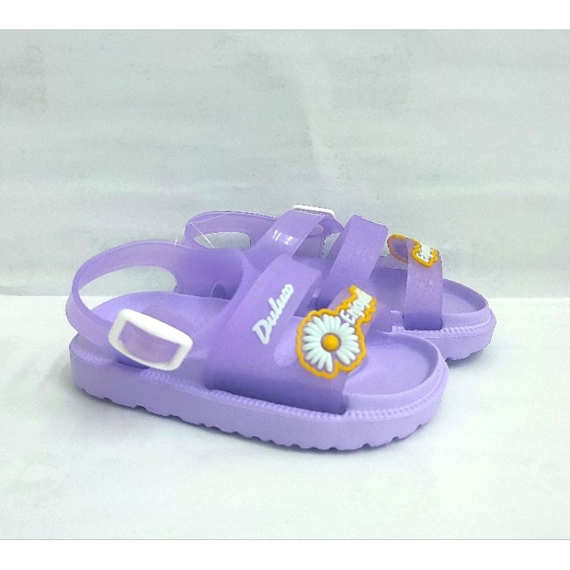 DULUX SANDAL ANAK DUA STRAP FLOWER UNGU 323B
