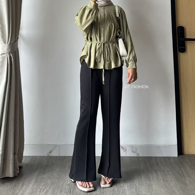 Celana Scuba Cutbray | Celana Highwaist Kulot Cutbray Wanita | Celana Scuba Cutbray Sleting