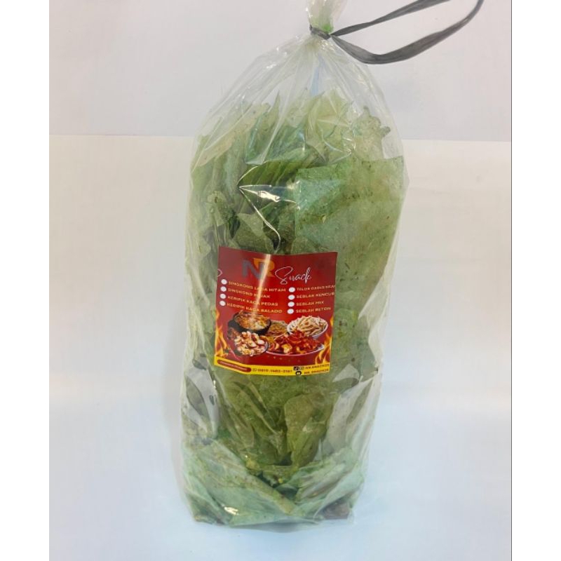 

Cemilan Krica KERIPIK KACA BALADO HIJAU