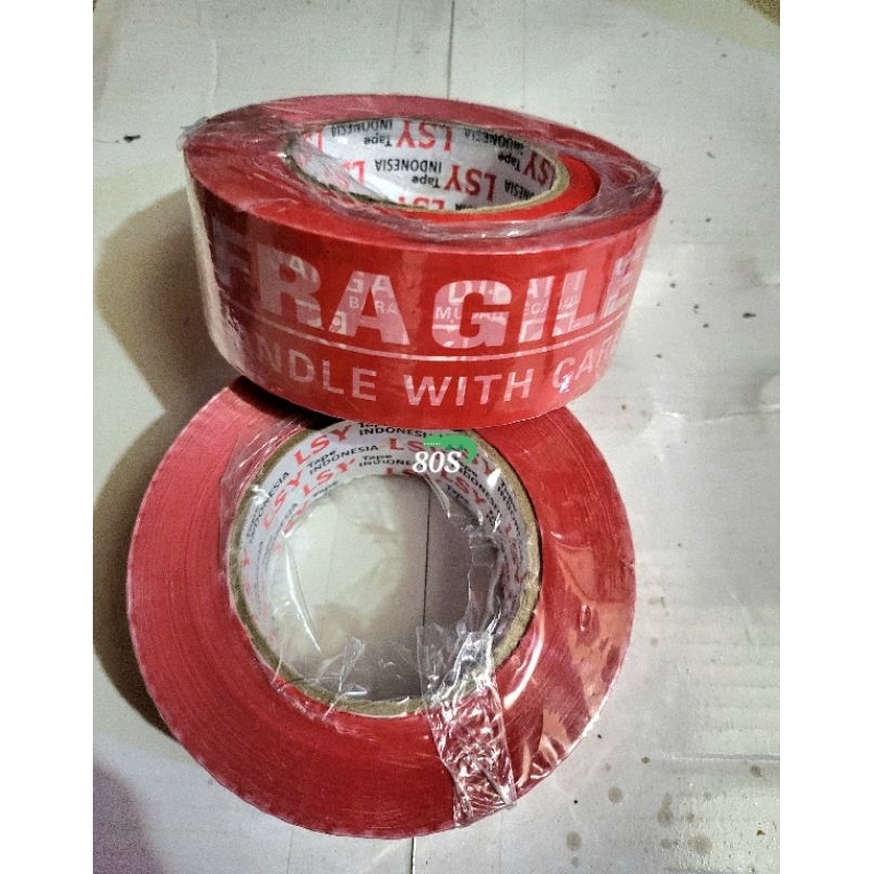Lakban FRAGILE merah 300yard - kingelectronicmedan