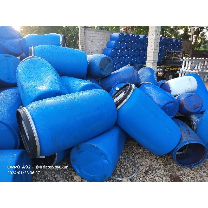 Drum 250l liter klem tutup hitam