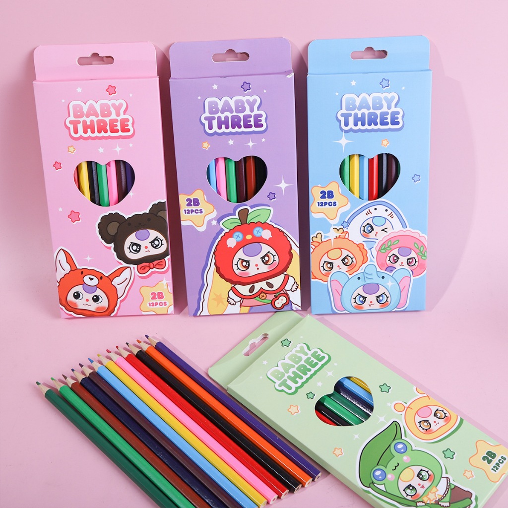 

{Baby Three} Set Pensil Warna (12 pcs) Lucu Imut Unik Menarik Aesthetic Baby Three No. 3719