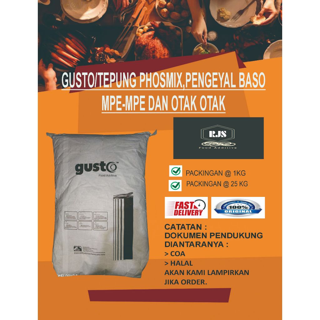 

TEPUNG PHOSMIX PREMIUM /GUSTO/TEPUNG PENGEYAL/PHOPHATE/ABASTOL/PENGENYAL KRESS BASO PACKING 1 KG DAN 25 KG BERSERTIFIKAT HALAL