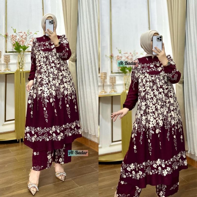 CUCI GUDANG Setelan Celana Long Tunik Full Rayon Ld 110 Cm Pb 120 Cm 2025