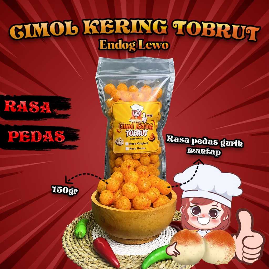 

Cimol Kering Tobrut Pedas Nampol 150gr | Snack Viral Renyah Khas Garut