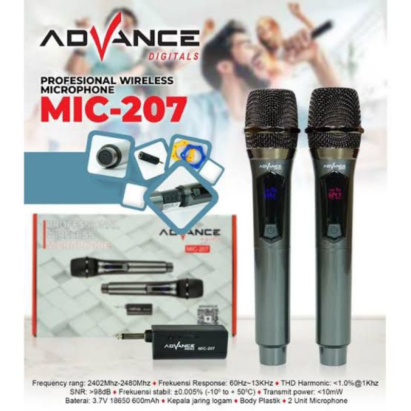 Hot Advance Mic-207 Mic Double Digital Wireless Metalic Dangdut Karaoke
