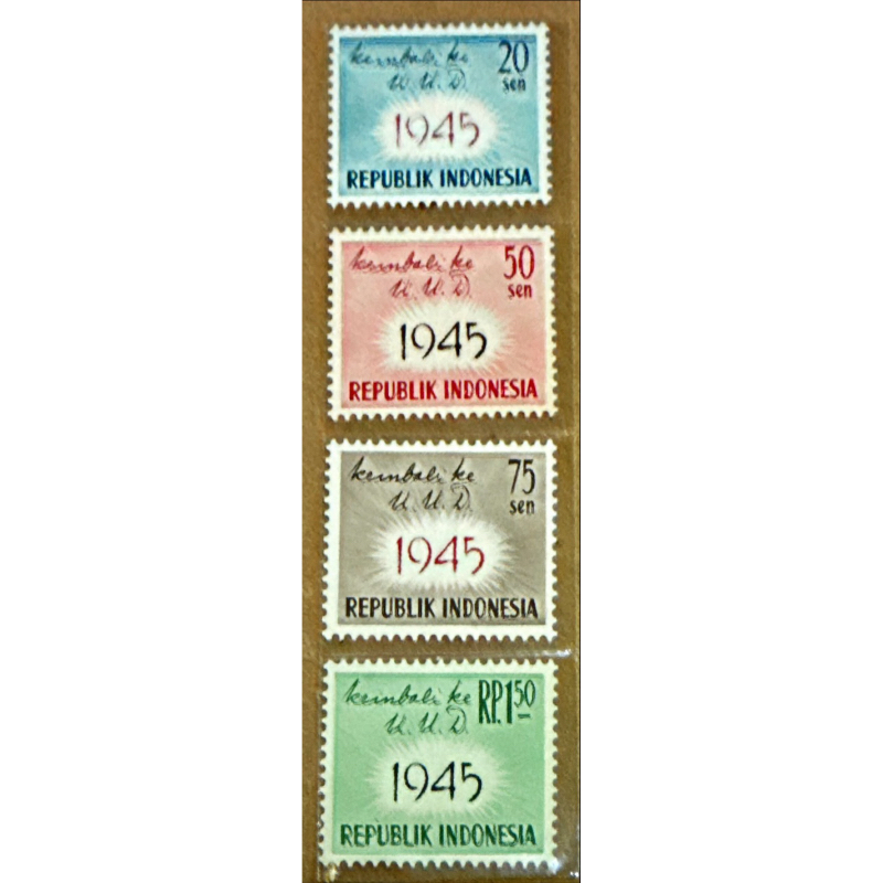

(BA) PRANGKO INDONESIA 1959 KEMBALI KE U.U.D. 45. 4V COMPLIT SET MNH .