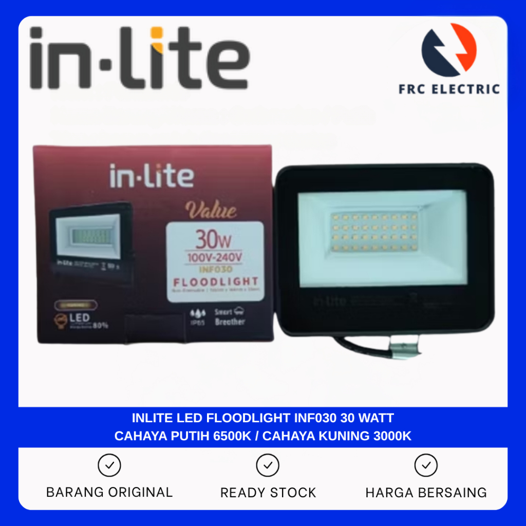 InLite Lampu Sorot FloodLight LED Value 30W 30 WATT INF030 Flood Light - LAMPU SOROT TAMAN - LAMPU S