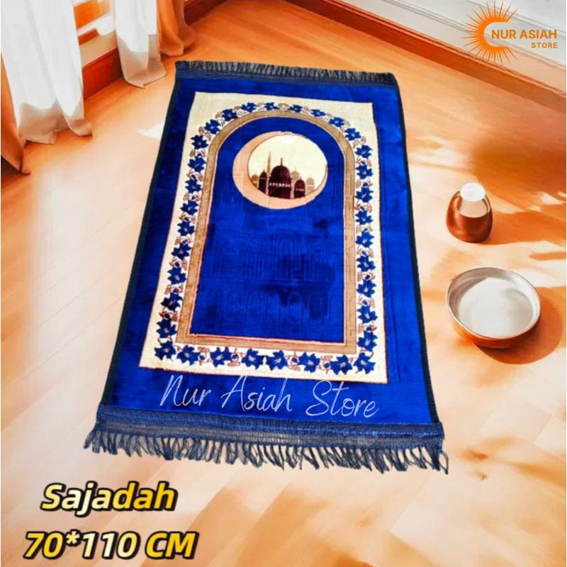 Sajadah Tebal Busa Empuk Jumbo Premium 70×110 cm Turkey Rumbai