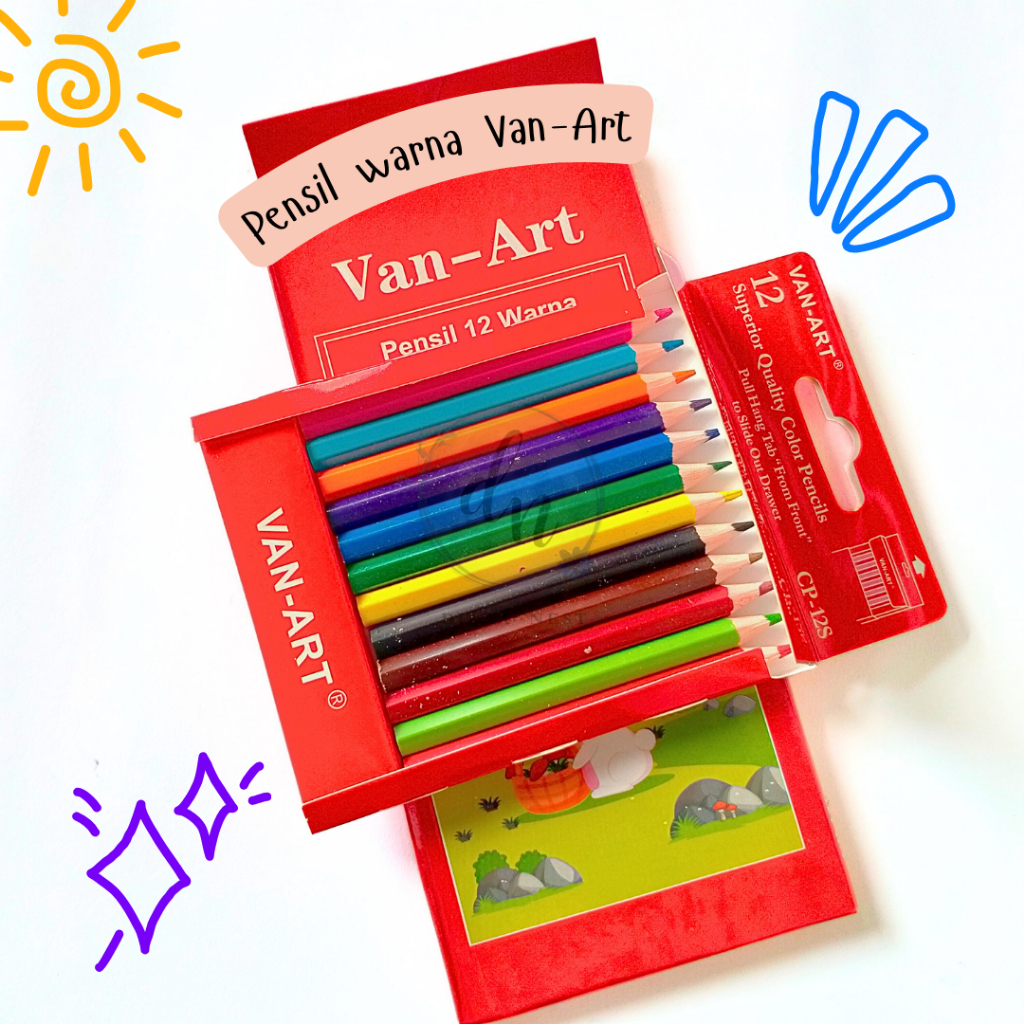 

PENSIL WARNA VAN-ART ISI 12 PENDEK - PANJANG - VAN ART COLOR PENCILS