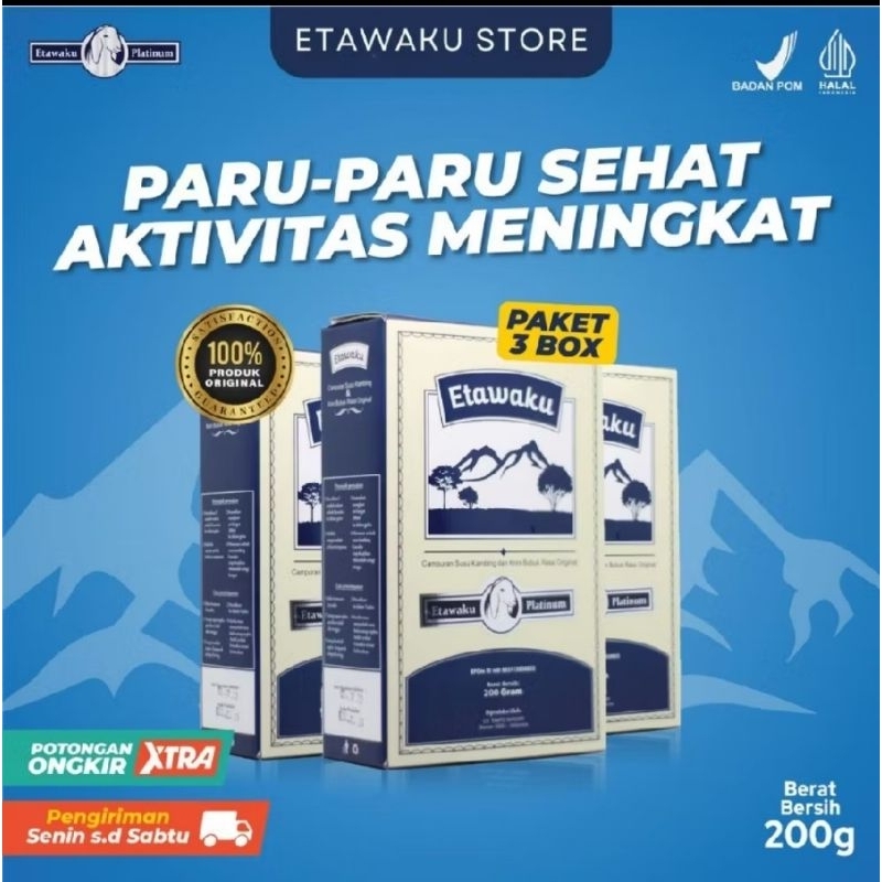 

Etawaku Platinum Paket 3 Box - Susu Kambing Etawa Obati Masalah Pernafasan