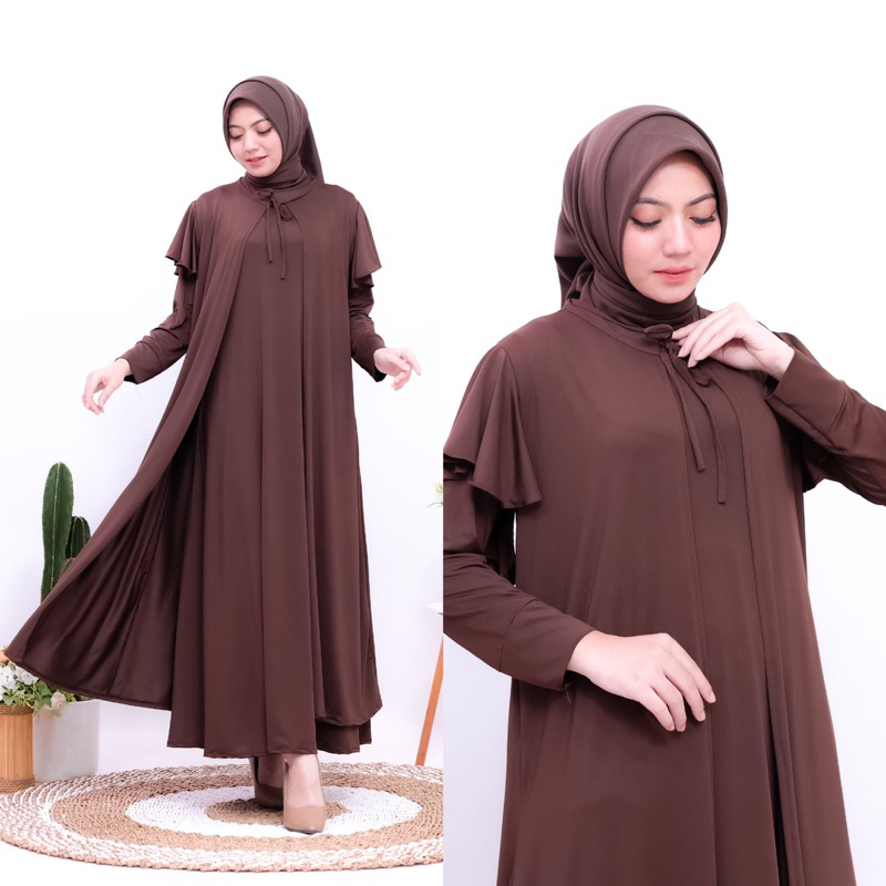 Malika Inner Outer Set / Gamis Adem bahan Jersy Premium / Gamis Set Inner plus Outer