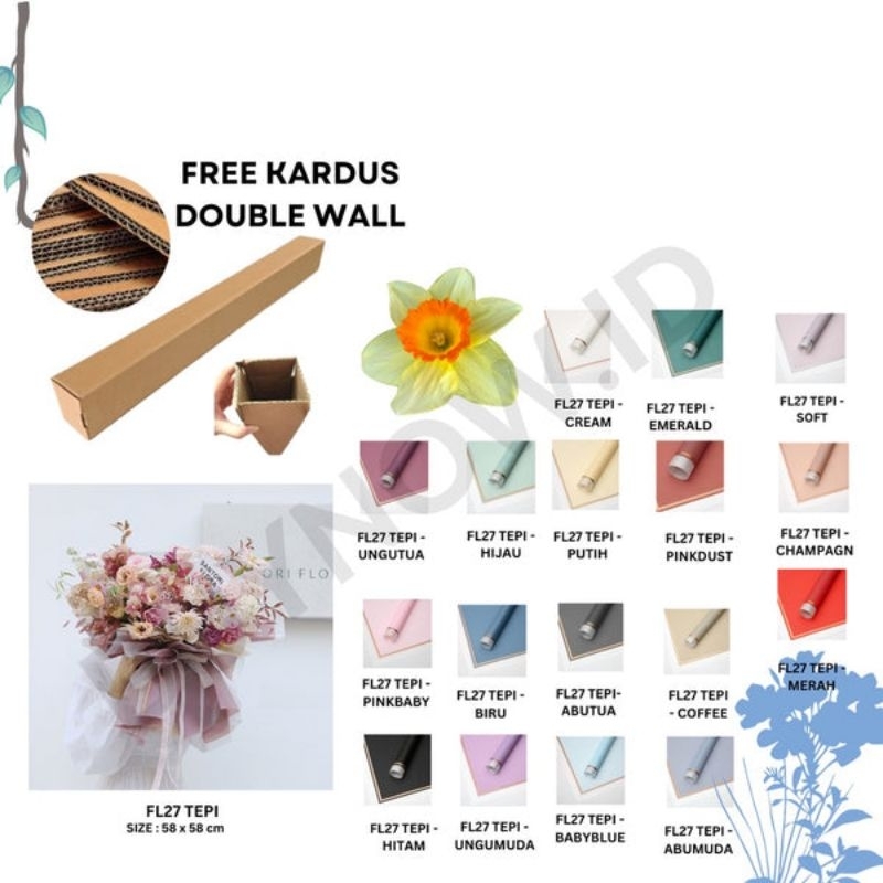 

5 LEMBAR - FL 27 KERTAS BUNGA PAPER BUKET MOTIF LIST GOLD TEPI TRANSPARAN FLORIST CELLOPHANE